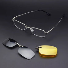 Load image into Gallery viewer, Memory Glasses Frame Fold Magnet Clip Myopia Silver Clip on Sunglasses Magnetic Men Mirror Gold Night Vision Goggles Soft Temple
