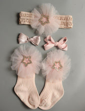 Load image into Gallery viewer, 4PCS/SET Newborn Baby Girl Socks Ankle Princess Anti Slip Socks+Headband+Hair Pin For Baby
