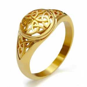 Women's Girl's Celtic Knot Silver Gold Stainless Steel Ring Jewelry