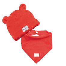 Load image into Gallery viewer, Elastic headscarf double layer cotton baby caps hats with baby bibs set for newborn infant Candy Color
