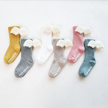 Load image into Gallery viewer, Luxury Modern Socks Baby Girls Knee High Socks With Angel wing  Summer Autumn Cotton Socks Solid Candy Color Toddler For Kids
