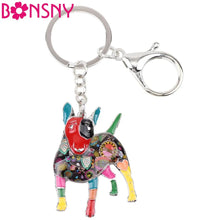 Load image into Gallery viewer, Bonsny Enamel Bull Terrier Key Chain For Women Handbag Pendant Keychain Key Ring Car Accessories 2017 New Charm Jewelry Gifts
