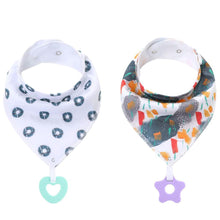 Load image into Gallery viewer, 100% Organic Cotton Super Absorbent And Soft Unisex Baby Bandana Drool Bibs And Teething Toys For Newborn
