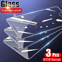 Load image into Gallery viewer, 3Pcs For iPhone 7 8 6 s 6s Plus Protective Glass For Screen Protector Film Glass Armor Tempered-Glass Compatible for iPhone Screen Protector for iPhone
