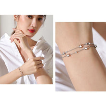 Load image into Gallery viewer, New Modern 925 Sterling Silver Double Layers Stars Beads Luxury Bracelets For Women Elegant Chain Charm Bracelet Birthday Party Gift (silver star)
