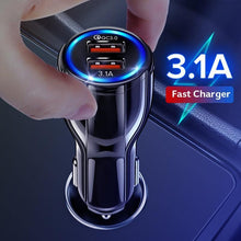 Load image into Gallery viewer, Car LED 18W 3.1A Charger Dual USB Fast Charging QC Phone Charger Adapter Cars Gadgets
