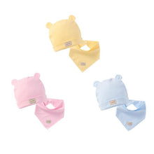 Load image into Gallery viewer, Cute Kids Hat with Bibs Candy Solid Colors for Boys and Girls Beanies Hats Cotton new Born Baby caps &amp; Bibs
