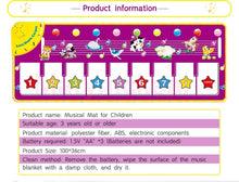 Load image into Gallery viewer, Music Carpets Piano Mats Music Touch Play Keyboard with 8 Demo Songs Baby Animals Educational Toy for Kids

