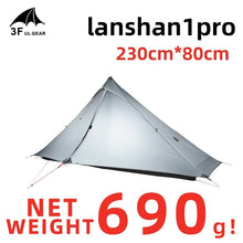 Load image into Gallery viewer, 3F UL GEAR official Lanshan 1 pro  Tent Outdoor 1 Person Ultralight Camping Tent 3 Season Professional 20D Silnylon Rodless
