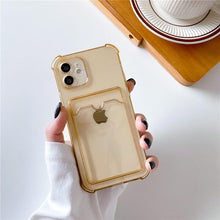 Load image into Gallery viewer, Transparent Wallet Case For iPhone 14 13 12 Pro Max Mini  Shockproof Cover with Card Slots Pockets Slim Fit Thin Protective Soft Shock-Absorbing Lightweight Wallet Case
