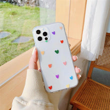 Load image into Gallery viewer, New Transparent Love Heart Phone Case For iPhone 11 12 Pro Max Shockproof Silicone Back Cover Cute Heart Pattern For Women Girls Clear Soft Flexible Durable Slim Hard Back Cases
