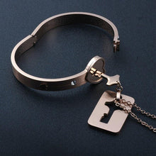 Load image into Gallery viewer, Fashion Concentric Lock Key Titanium Steel Stainless Steel Luxury Jewelry Bracelet and Necklace Couple Sets For Women
