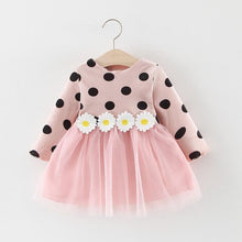 Load image into Gallery viewer, Luxury Long Sleeve Infant Dresses Polka Dot Daisy Fashion Baby Girls Clothing For Girls In Elegant Flower Desing For Little Princess
