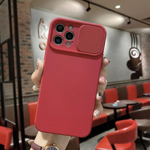 Load image into Gallery viewer, Sliding Lens Protective Silicone Case For iPhone 11 Pro Max Mini 12 Pro 13 Push Cover iphone Slide Camera Cover Case with Camera Lens Protector Cover Silicone Bumper Slim Phone Cover Compatible with iPhone
