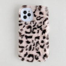 Load image into Gallery viewer, Fashion Fluffy Plush Leopard Camera Protection Phone Case For iphone 13 11 12 Pro MAX X XS XR Winter Warm Girl  Soft and Comfortable Case Unique Design Soft Cover
