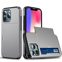 Load image into Gallery viewer, Men Luxury Wallet Card Holder Slot Phone Case For iPhone 13 Pro 12 Pro Max Business Phone Card Holder Bumper Cover Storage Case Compatible With iPhone
