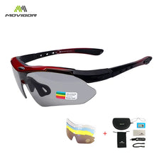 Load image into Gallery viewer, MOVIGOR Polarized Cycling Glasses Sports Men&#39;s Sunglasses Road Mountain Bicycle Riding Protection Goggles Eyewear Women 5 Lens
