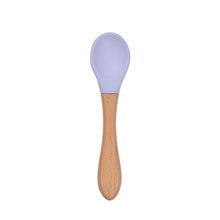 Load image into Gallery viewer, 2PCS  Bamboo Training Spoons Organic Soft Baby Feeding Silicone Tip Spoon Scoop Easy Grip Handle Toddlers Infant Gifts For Parents And Baby Boys Or Girls
