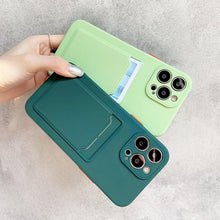 Load image into Gallery viewer, Soft Silicone Phone Case For iPhone 14 13 Pro Max 13Pro Silicone Soft Mobile Phone Case Wallet Card Holder Cover Slim Fit Thin Protective Soft Shock-Absorbing Wallet Case
