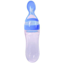 Load image into Gallery viewer, Silicone Baby Bottle With Spoon Food Supplement Bottles Squeeze Spoon Milk Feeding Bottle Cup For Baby and Kids
