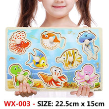Load image into Gallery viewer, New Hand Grab Board Wooden Puzzle Toys for Children Cartoon Animal Fruit  Kids Baby Early Educational Learning Toy
