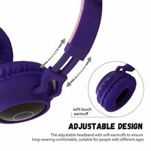 Load image into Gallery viewer, KIds Luxury Interesting Stevvex Portable Headset Wireless Bluetooth folding Headphones Headset Audio Adjustable Game Earphones With Microphone For PC phone (Pink)
