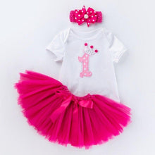 Load image into Gallery viewer, 2 Year Girl Baby Birthday Dress For Birthday Girl Party - 3 Piece Infant Clothing Luxury Set For Birthdays For Girls
