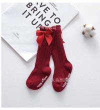 Load image into Gallery viewer, Non-slip Cotton Princess Knee High Long Skin-friendly Socks With Bow Mesh Newborn For Baby Girls
