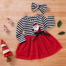 Load image into Gallery viewer, Newborn Baby Girls Long Sleeve Christmas Santa Striped  Skirt Dress Outfits Unique Design
