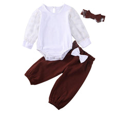 Load image into Gallery viewer, Newborn Baby Girl Two Pieces Set Long Sleeve Top Pant Headband Clothing Sets Perfect Gift For Kids
