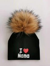 Load image into Gallery viewer, Newborn Cotton Hats Baby Pom Pom Childre Infant Hats For BabY Boys and Girls Wth Printed "I love mama " and " Design
