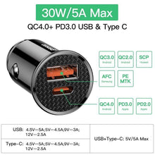 Load image into Gallery viewer, USB Car Charger Quick Charge 4.0 3.0 QC4.0 QC3.0 QC SCP 5A Type C PD Fast Car Chargers
