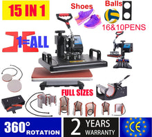 Load image into Gallery viewer, 15 in 1 Heat Press Machine/ Sublimation Machine Heat Press Printer for T-shirts Plates/Cap/Mug/Phone Covers/pen/football etc
