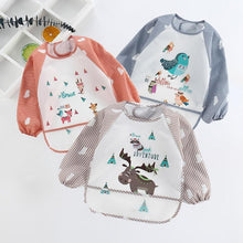 Load image into Gallery viewer, Cute Cartoon Print Baby Waterproof Long Sleeve Apron Children Feeding Smock Bib Baby Accessories
