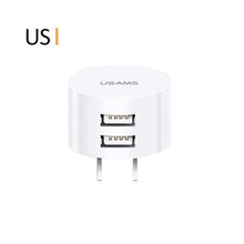 Load image into Gallery viewer, White Fast Charging 2.1A 2 Port EU/UK/US Plug Wall Charger Mobile Round Phone Chargers
