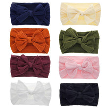 Load image into Gallery viewer, Big Bow Soft Nylon Headbands Flower Print Nylon Turban Hairband Oversize Bunny Bow For Baby Kids
