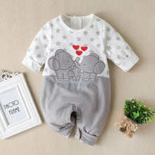 Load image into Gallery viewer, Long Sleeve Cartoon Star Print Romper Infant Elephant Pattern Jumpsuit Keep Warm Clothes For Girls And Boys Kids
