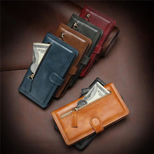 Load image into Gallery viewer, Luxury Leather Flip Wallet Case For iPhone 14 13 12 11 Pro MAX  X XS XR Card Holder Stand Cover Retro Brown Card Holder Slots Pocket Case PU Leather Magnetic Closure Kickstand Shockproof Flip Case
