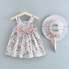 Load image into Gallery viewer, Modern Luxury Baby Girl Summer Party Clothing Cherry Dot Princess Dresses Bow Hat Outfits For Girls
