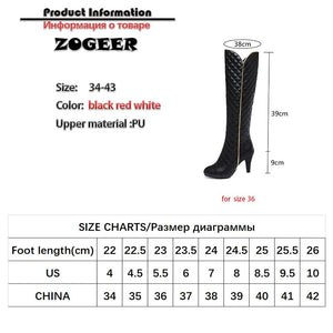 Designers Knee High Boots Women Fashion Zipper PU Leather Women's High Boots Winter Autumn Red White Long Shoes Woman Brand