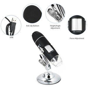 1600X 1000X Digital Microscope USB Microscope Microscopio Magnifier Electronic Microscope Stereo Endoscope Camera 0.3MP 8 LED