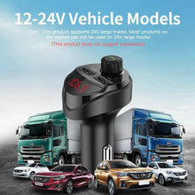 Load image into Gallery viewer, Black Car Charger FM Transmitter Bluetooth Car Audio MP3 Player TF Card Car Kit 3.4A Dual USB Car Phone Charger
