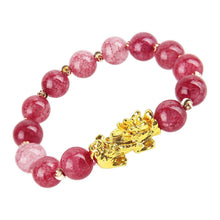 Load image into Gallery viewer, Obsidian Stone Beads Bracelet For Men and Women Unisex Wristband Gold Black Pixiu Wealth and Good Luck Bracelet Design
