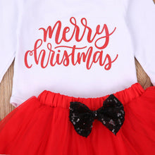 Load image into Gallery viewer, 4Pcs Baby Girls Christmas Dress Set Children Long Sleeve Top  Short Skirt Hair Band And Leg Cover
