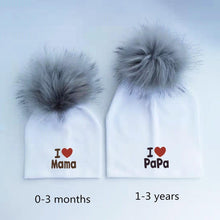 Load image into Gallery viewer, Newborn Cotton Hats Baby Pom Pom Childre Infant Hats For BabY Boys and Girls Wth Printed "I love mama " and " Design
