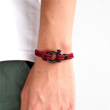 Load image into Gallery viewer, Modern Elegant Rope Luxury Navy Style Camping Bracelet For Men And Women With Black Stainless Steel New Fashion
