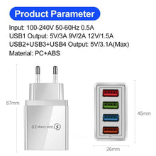 Load image into Gallery viewer, EU/US Plug USB Charger Quick Charge 3.0 For Phone Adapter Tablet Portable Wall Mobile Charger Fast Charging

