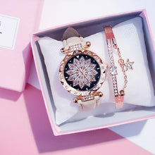 Load image into Gallery viewer, Women Elegant Popular Watch Set Starry Sky Ladies Bracelet Watch Casual Leather Sports Quartz Wristwatch For Women and Girls
