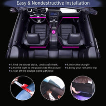 Load image into Gallery viewer, Interior Car Lights LED Car Strip Lights with Two-Line Waterproof Design RGB LED Strip Light With USB Wireless Remote Music Control Multiple Modes and Music Sync Under Dash Car Lighting with Car Charger, DC 12V
