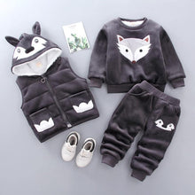 Load image into Gallery viewer, Modern Fashion Cotton Thick Warm Casual Hooded Sweater Cartoon Cute Bear Three-piece Suit For Baby Boy &amp; Girl
